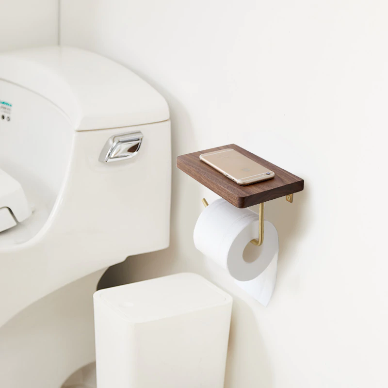 Luxury Wooden Toilet Roll And Towel Holder - Versatile Bathroom Rack www.wallandroom.com