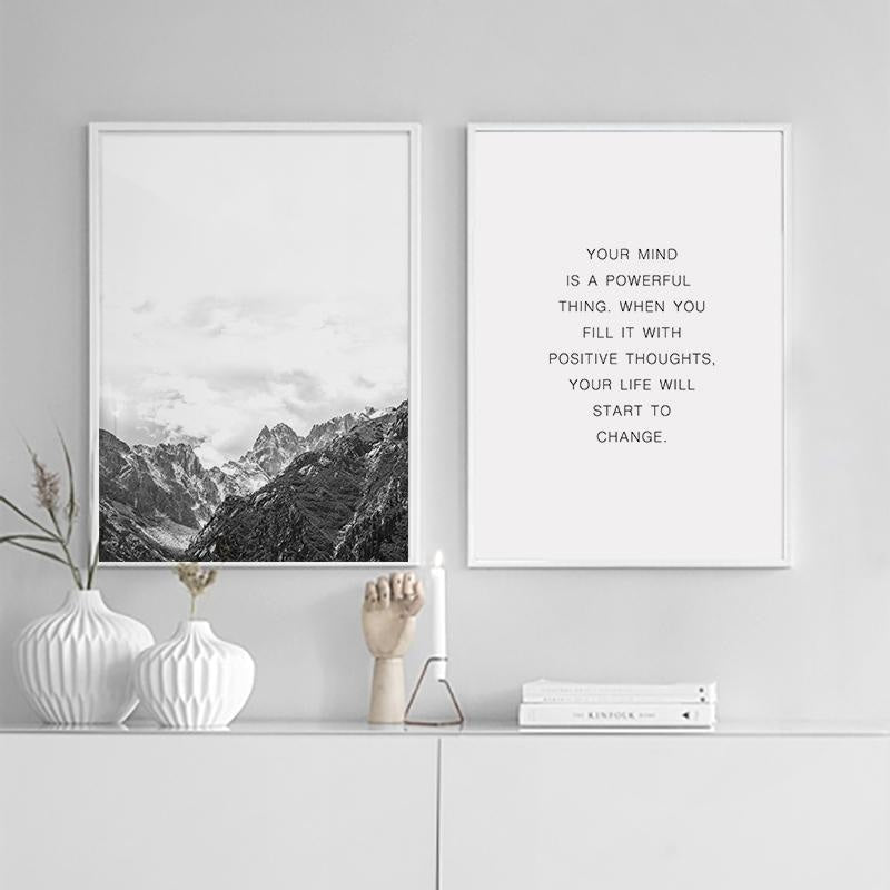 Mountain Quote Canvas Prints - Nordic Wall Art (Unframed) - wallandroom.com