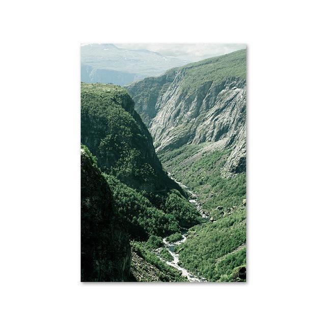 Mountain Foggy Forest Picture Nature Scenery Scandinavian Poster Nordic Decoration Landscape Print Wall Art Canvas Painting 60x80cm No Frame