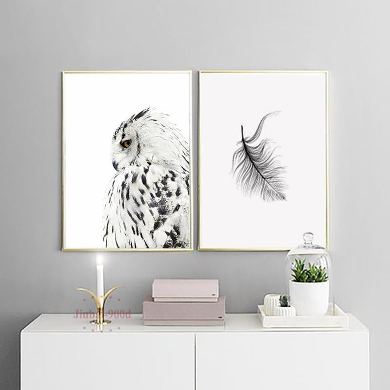 Owl Feather Canvas Poster - Modern Wall Art (Unframed) - wallandroom.com