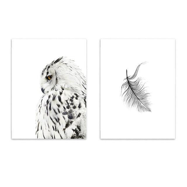 Owl Feather Canvas Poster - Modern Wall Art (Unframed) - wallandroom.com