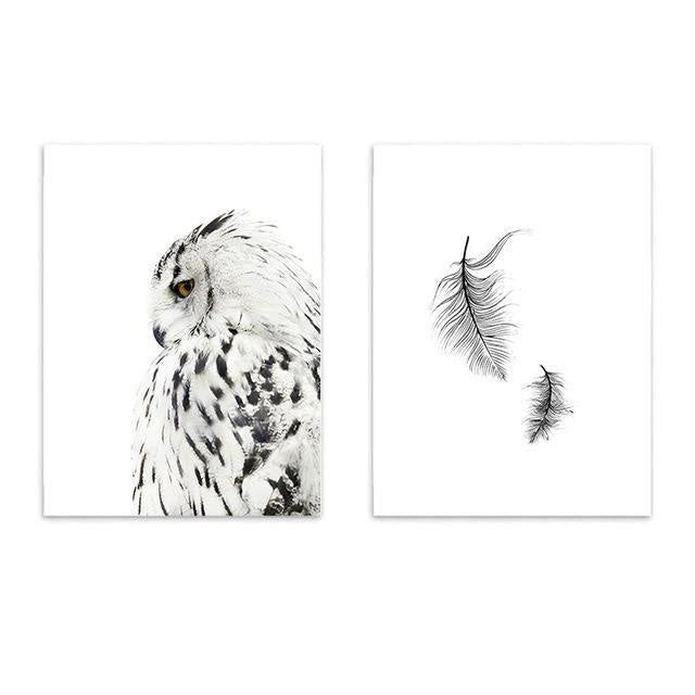Owl Feather Canvas Poster - Modern Wall Art (Unframed) - wallandroom.com