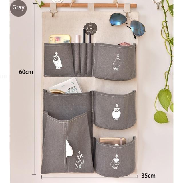 Saving Space 9 Pockets Home Wall Hanging Organizer Storage Toys Paper Tissues Glasses Bedroom Bathroom Organizer Container Gray 