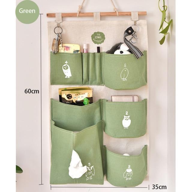 Saving Space 9 Pockets Home Wall Hanging Organizer Storage Toys Paper Tissues Glasses Bedroom Bathroom Organizer Container Green 