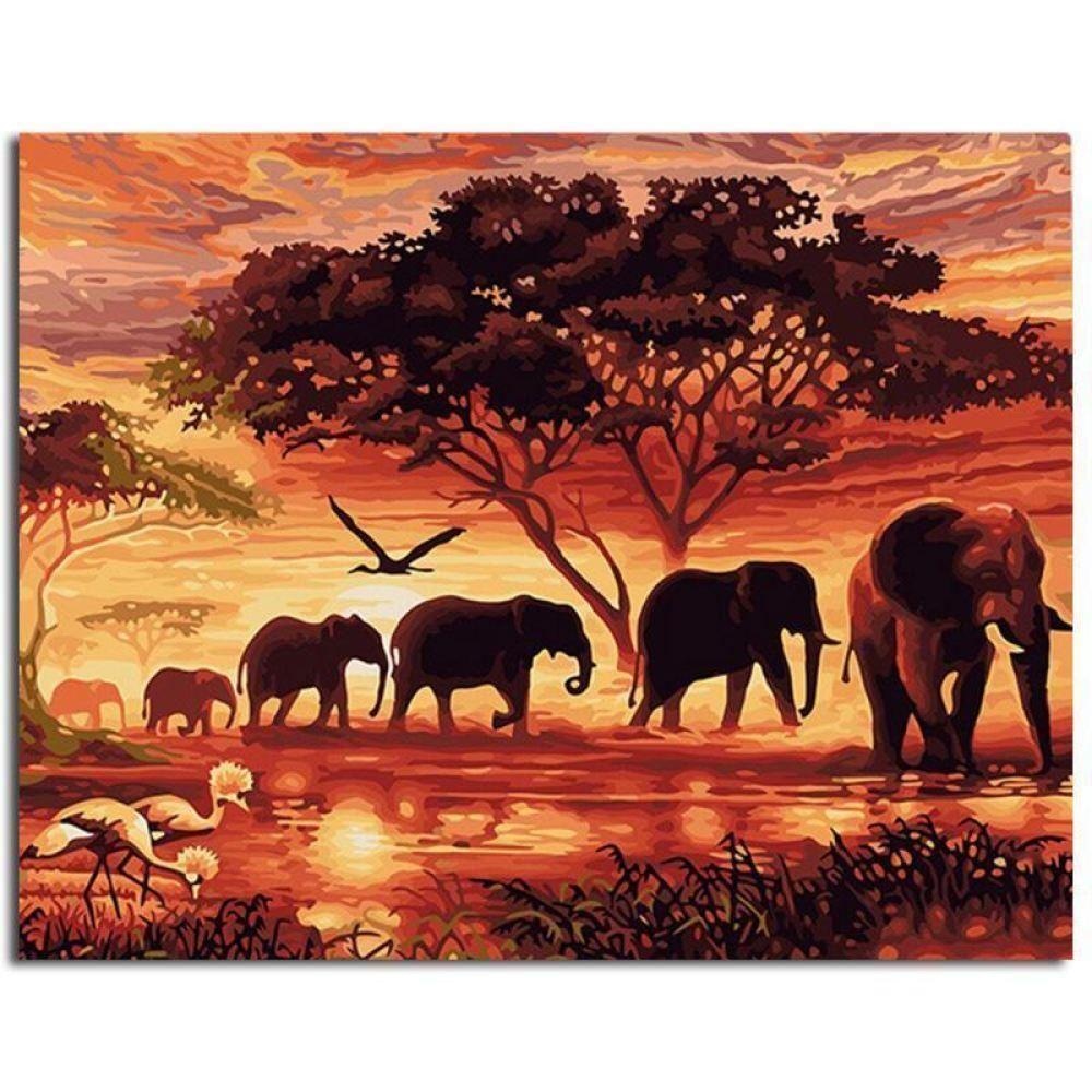 Paint By Numbers Kit - African Elephants - wallandroom.com