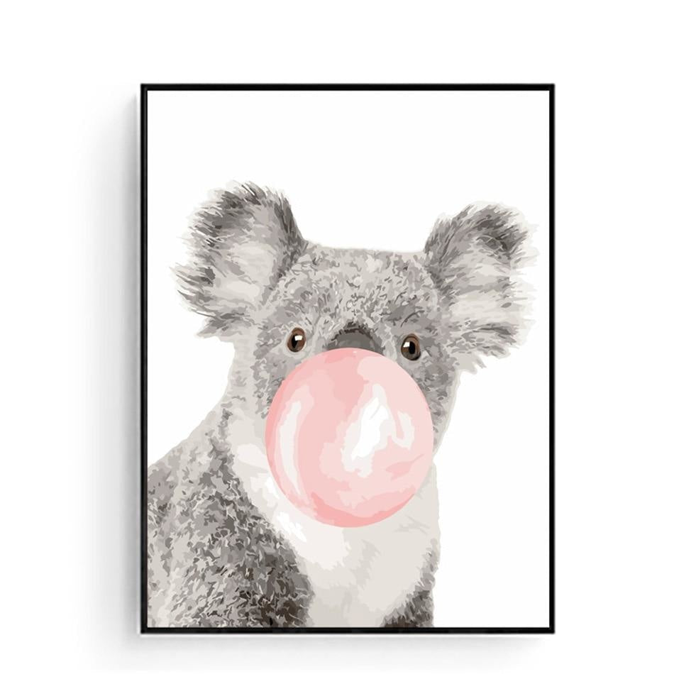Paint By Numbers Kit - Bubble Gum Animals DIY Wall Art www.wallandroom.com