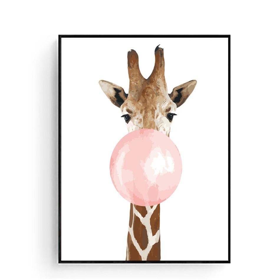 Paint By Numbers Kit - Bubble Gum Animals DIY Wall Art www.wallandroom.com