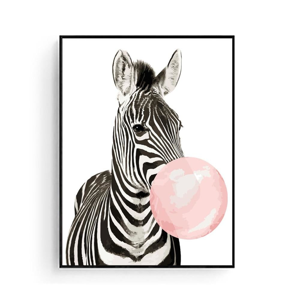 Paint By Numbers Kit - Bubble Gum Animals DIY Wall Art www.wallandroom.com