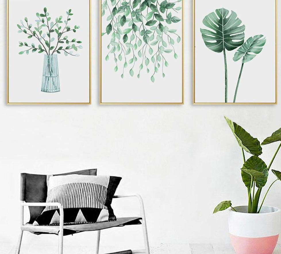 Plant Canvas Print Set - Watercolor Wall Art (Unframed) www.wallandroom.com