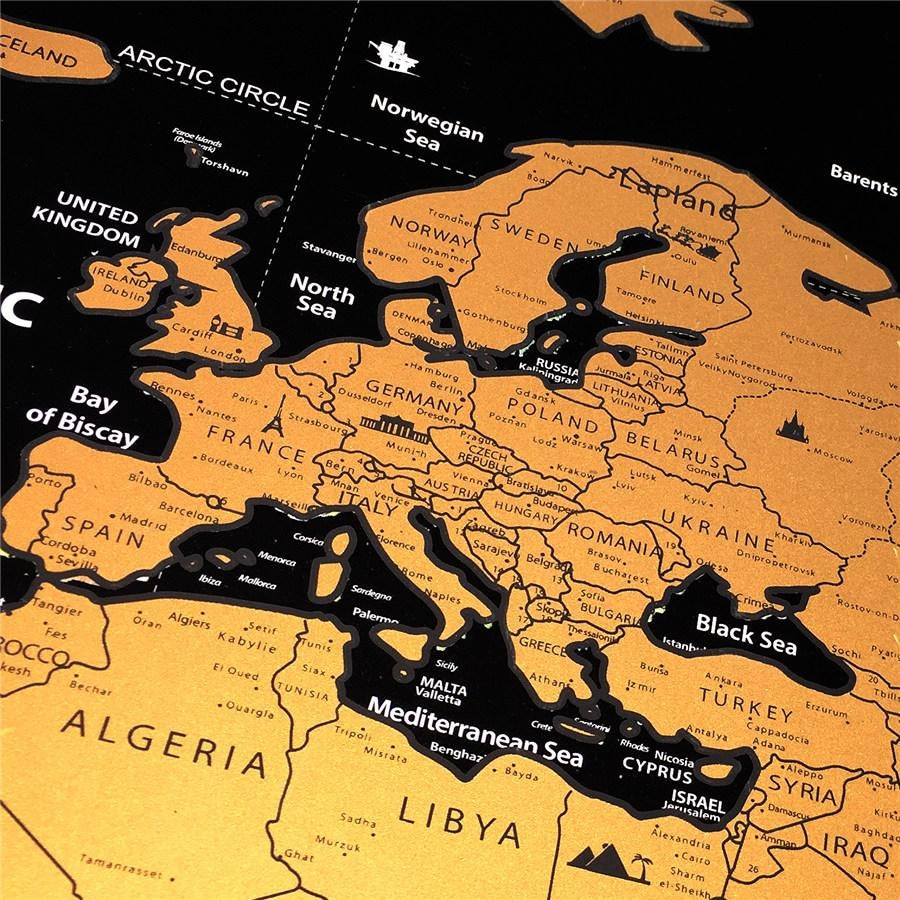 Scratch Off High Quality Travel Map - Large Personalized Wall Art - wallandroom.com