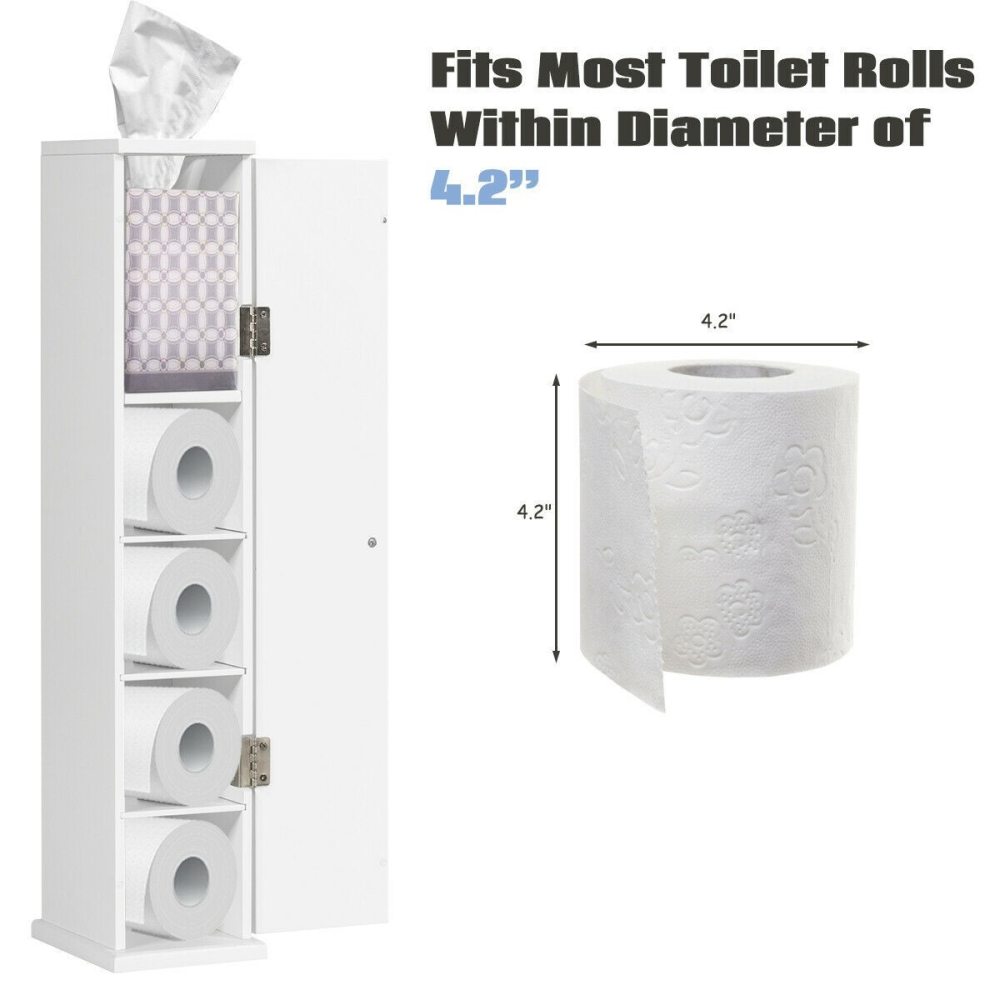 Toilet Roll Storage Cabinet With Tissue Compartment - Practical Bath Room Storage White www.wallandroom.com