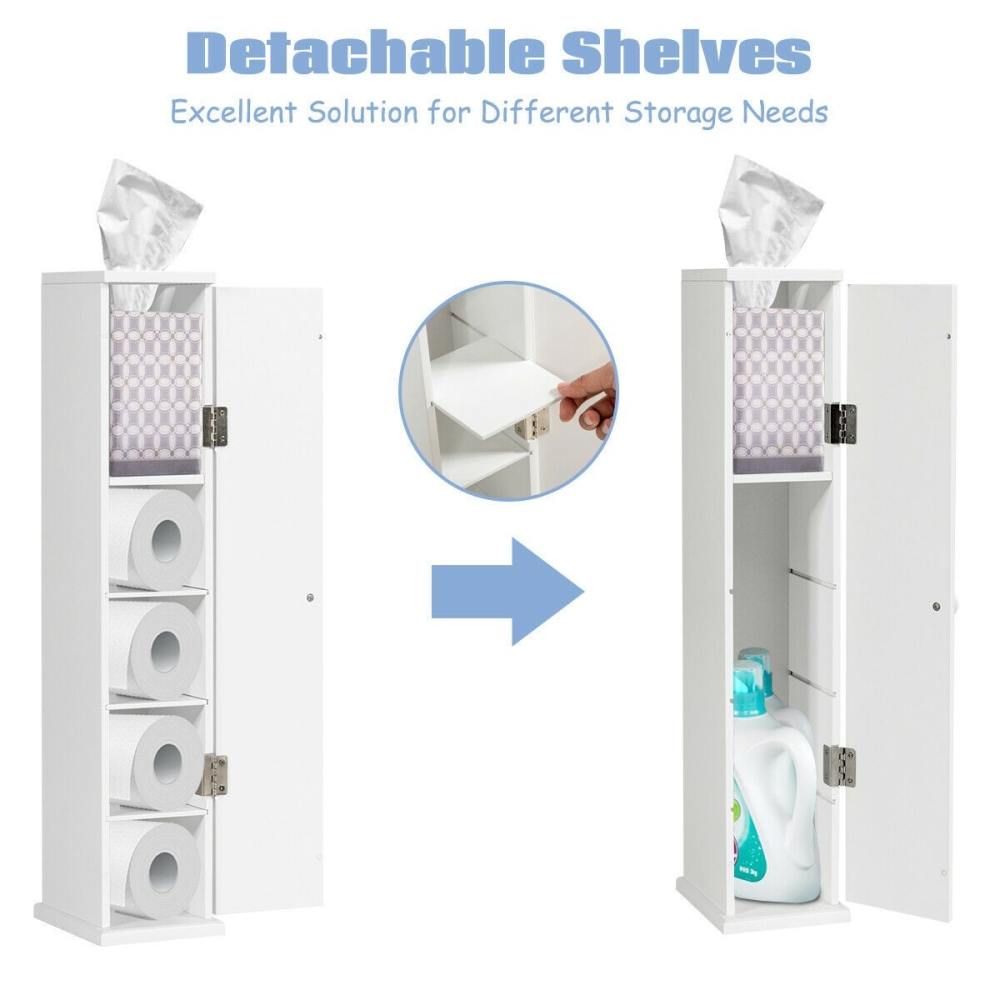 Toilet Roll Storage Cabinet With Tissue Compartment - Practical Bath Room Storage White www.wallandroom.com