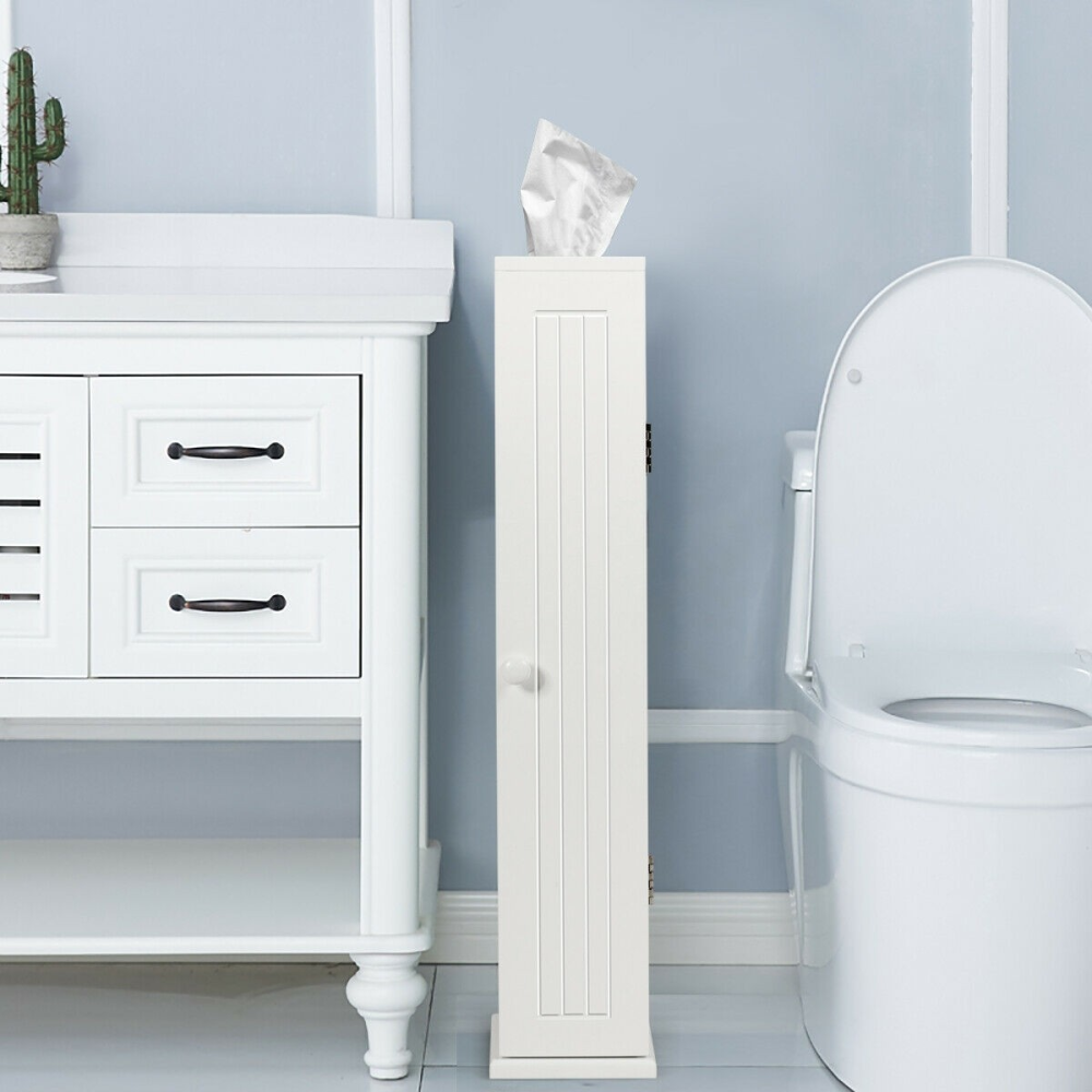 Toilet Roll Storage Cabinet With Tissue Compartment - Practical Bath Room Storage White www.wallandroom.com