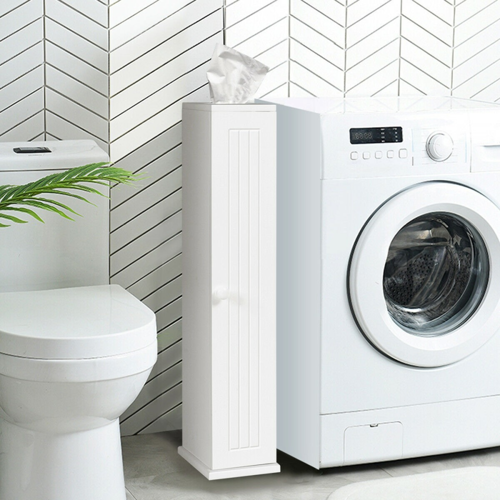 Toilet Roll Storage Cabinet With Tissue Compartment - Practical Bath Room Storage White www.wallandroom.com