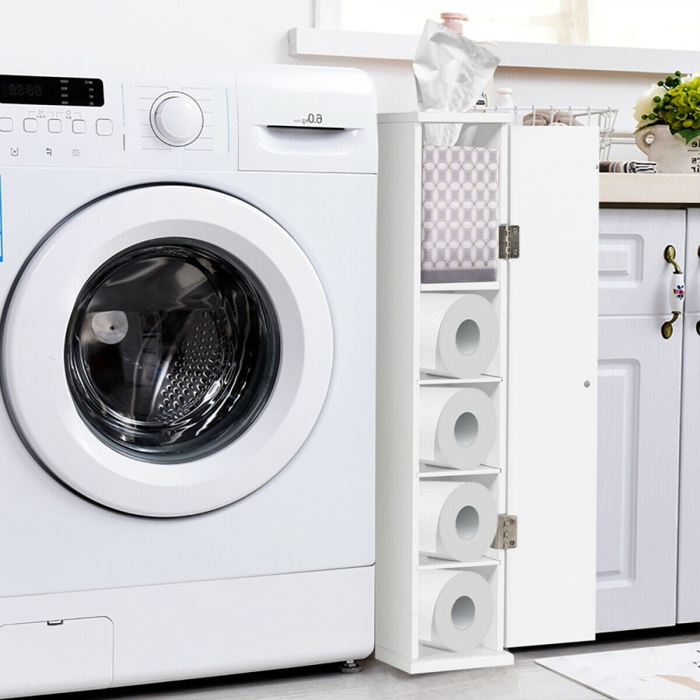 Toilet Roll Storage Cabinet With Tissue Compartment - Practical Bath Room Storage White www.wallandroom.com