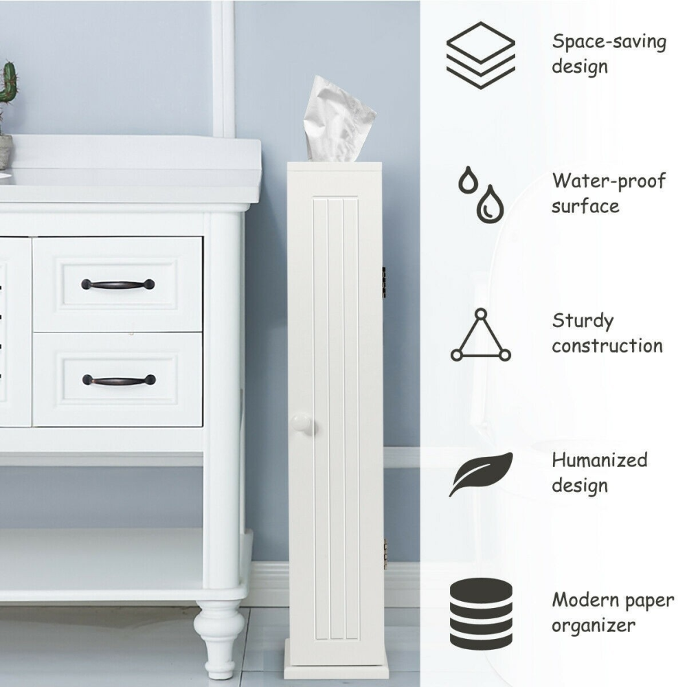 Toilet Roll Storage Cabinet With Tissue Compartment - Practical Bath Room Storage White www.wallandroom.com