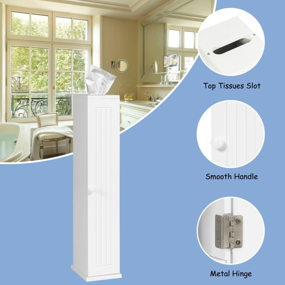 Toilet Roll Storage Cabinet With Tissue Compartment - Practical Bath Room Storage White www.wallandroom.com