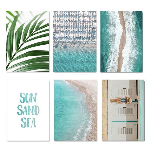 Tropical Summer Canvas Print Set - Beach Aesthetic Wall Art (Unframed) XL / 6 pcs Set www.wallandroom.com