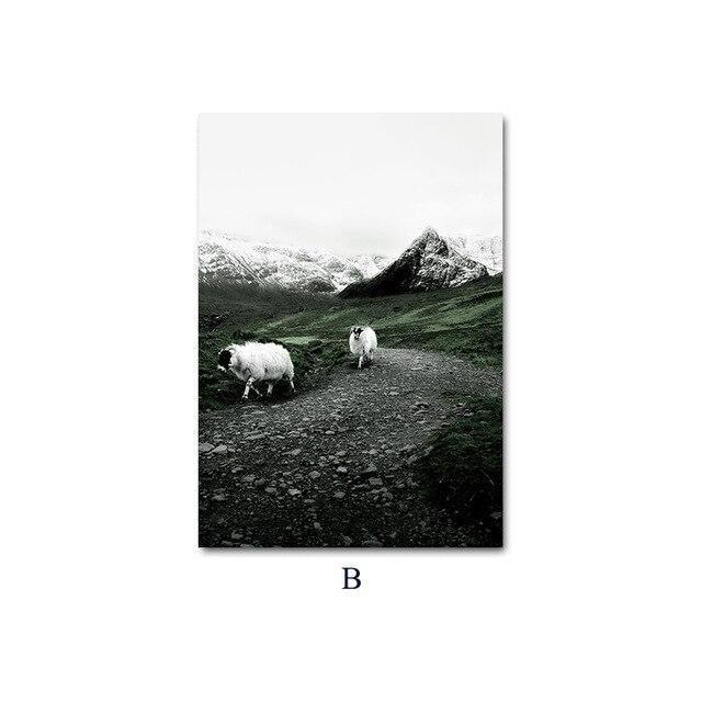 Alpaca Llama Sheep Animal Poster Nordic Style Canvas Print Landscape Art Painting Wall Picture for Modern Living Room Decoration 60x80cm No 